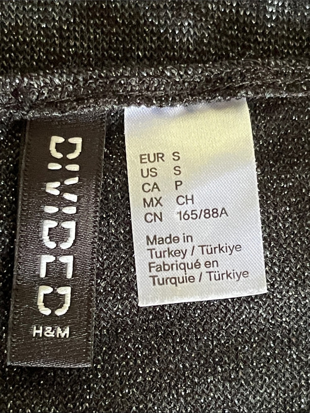 H&M Divided Black Silver Metallic Long-Sleeve Stretchy Bodysuit Top Boatneck - Picture 5 of 6